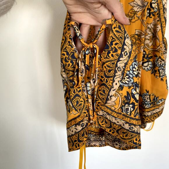 NWT Free People Sofia Poppy Gold Combo Halter Tank Top Size Medium - Picture 5 of 8